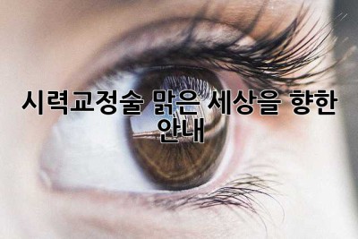 시력교정술: 맑은 세상을 향한 안내