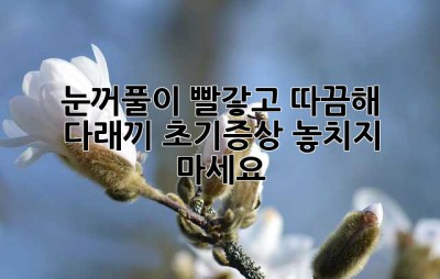 눈꺼풀이 빨갛고 따끔해? 다래끼 초기증상, 놓치지 마세요!