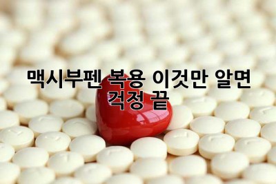 맥시부펜 복용, 이것만 알면 걱정 끝!